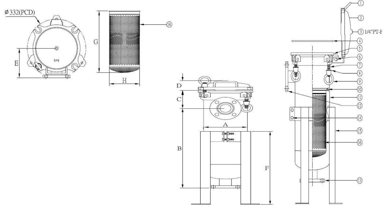 Габаритные размеры фильтра BFH1