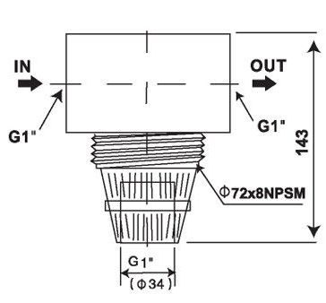 Габаритные размеры клапана JD 102 