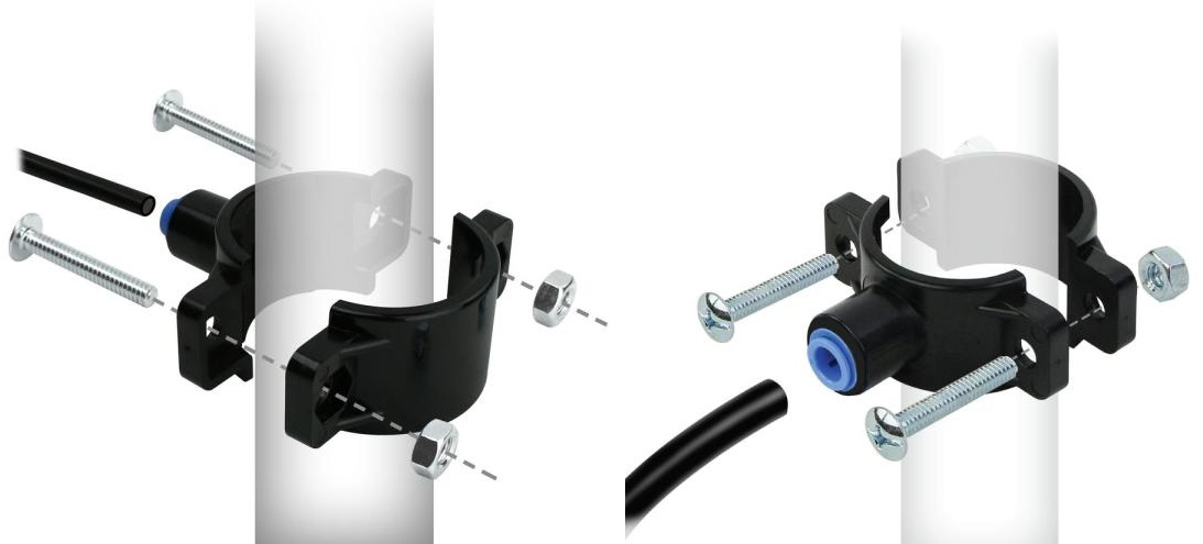 Монтаж дренажного хомута для обратного осмоса