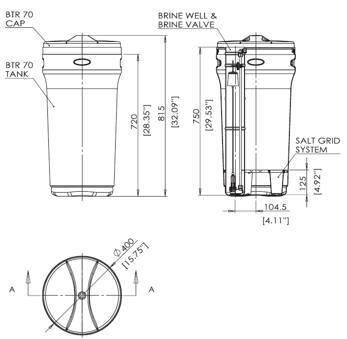 Солевой бак 70 литров (BTR 70)