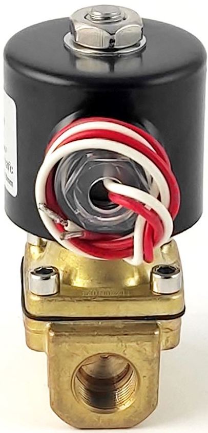 Клапан электромагнитный 24В ⅜ дюйма нормально закрытый, латунный корпус, тип прямого действия