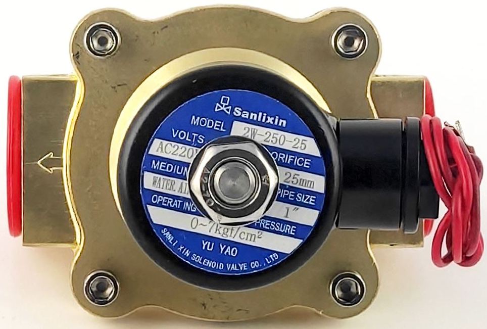 Соленоидный клапан Sanlixin 2W-250-25C, нормально закрытый, 220В, давление до 7 бар для воды и воздуха